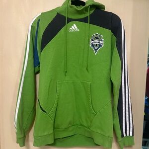 ADIDAS Seattle Sounders Hoodie, Medium - with Space Needle image!